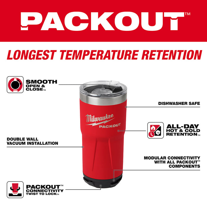 Milwaukee 48-22-8392R PACKOUT 20oz Red Tumbler - 4