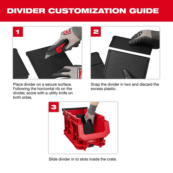 Milwaukee 48-22-8437 PACKOUT Compact Crate 15.75" x 9.13" x 8.75" with Dividers - 9