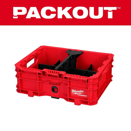 Milwaukee 48-22-8438 PACKOUT Low-Profile Crate with Dividers 18.63 x 14.75 x 6.75" - 2