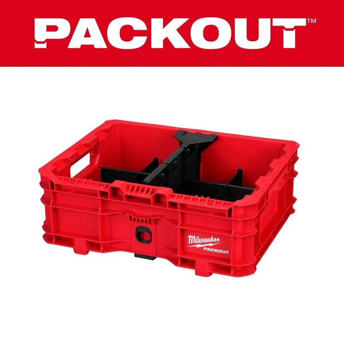 Milwaukee 48-22-8438 PACKOUT Low-Profile Crate with Dividers 18.63 x 14.75 x 6.75" - 2