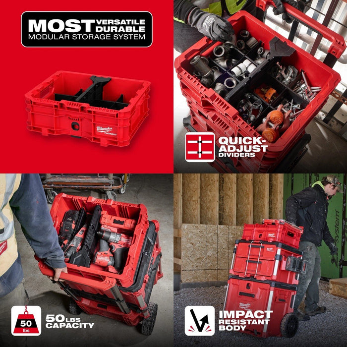 Milwaukee 48-22-8438 PACKOUT Low-Profile Crate with Dividers 18.63 x 14.75 x 6.75" - 6