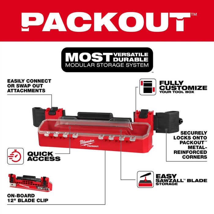Milwaukee 48-22-8612 PACKOUT Accessory Case Attachment with 12 in. Blade Clip for Sawzall Blades - 3