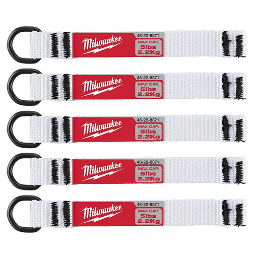 Milwaukee 48-22-8871 5 Piece 5lb Nylon Web Metal D-Ring Web Attachment Set - 2
