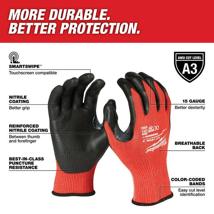 Milwaukee 48-22-8932B 12PK Cut 3 Dipped Gloves – L [A3] - 2