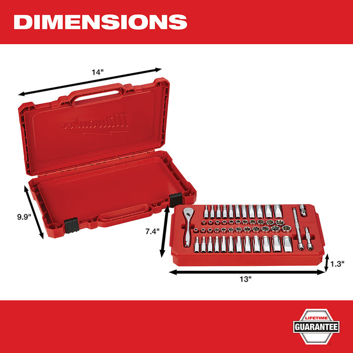 Milwaukee 48-22-9004 1/4" Drive 50 Piece Ratchet & Socket Set - SAE & Metric - 4