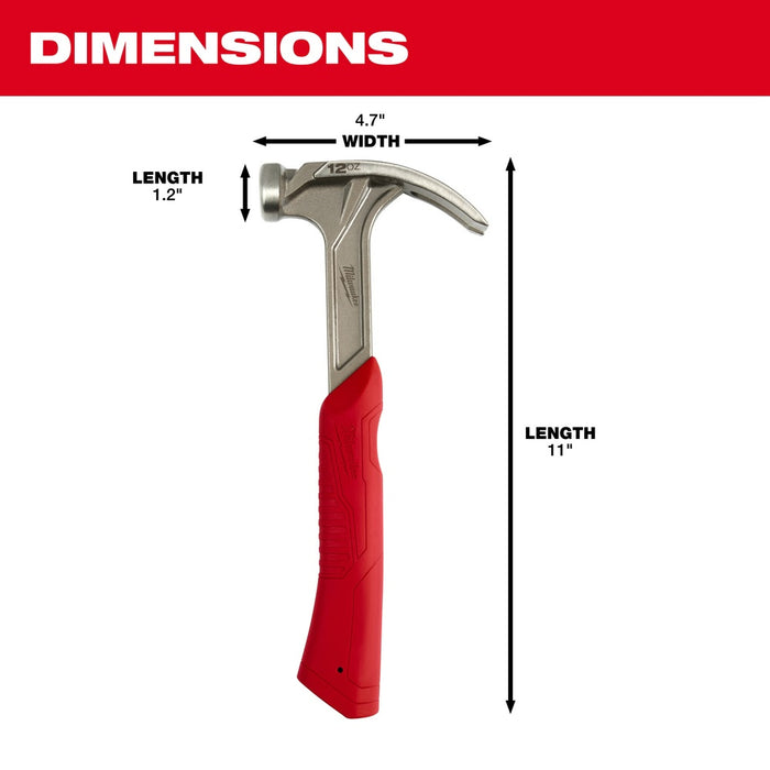 Milwaukee 48-22-9019 12oz Smooth Face Hybrid Claw Finish Hammer - 3