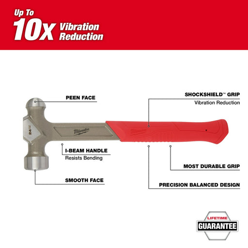 Milwaukee 48-22-9131 24oz Steel Ball Peen Hammer - 2