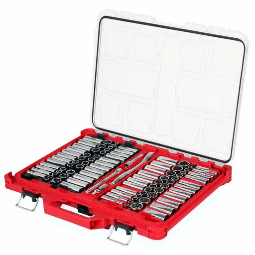 Milwaukee 48-22-9285 98pc 3/8" 6-Pt & 12-Pt Metric & SAE Ratchet & Socket Set w PACKOUT Organizer