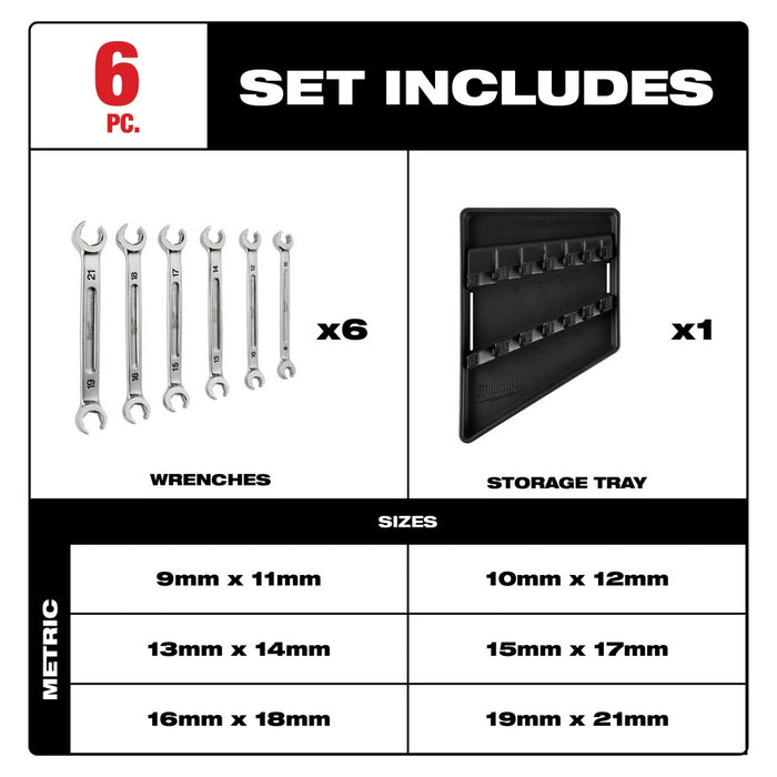 Milwaukee 48-22-9471 6pc Double End Flare Nut Wrench Set - Metric - 2