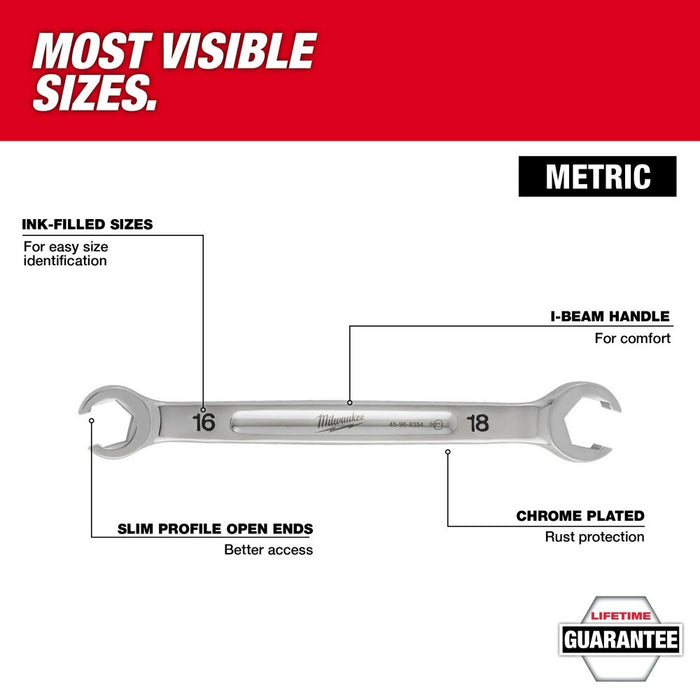 Milwaukee 48-22-9471 6pc Double End Flare Nut Wrench Set - Metric - 3