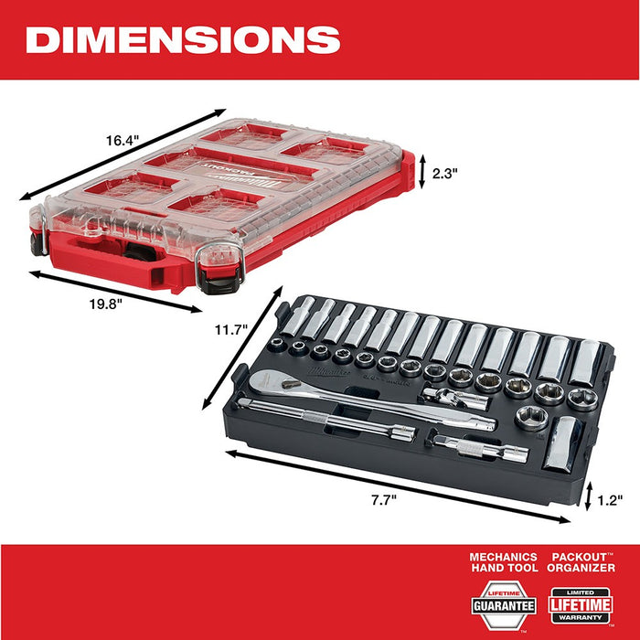 Milwaukee  48-22-9482 3/8” 32pc Ratchet and Socket Set in PACKOUT - Metric - 4