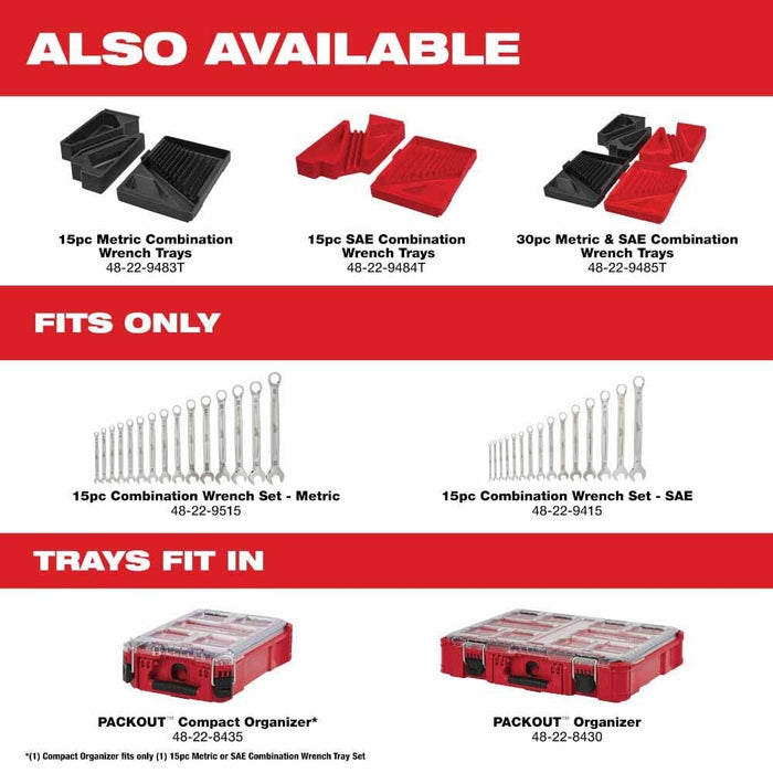 Milwaukee 48-22-9484 15pc SAE Combination Wrench Set with PACKOUT Compact Organizer - 8