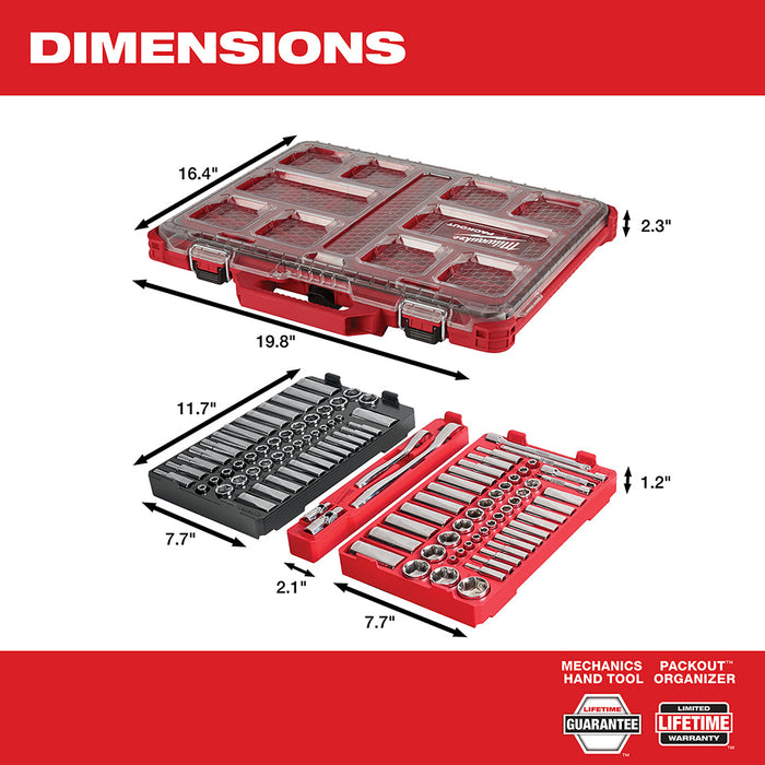 Milwaukee  48-22-9486 1/4" & 3/8”  106pc Ratchet and Socket Set in PACKOUT - SAE & Metric - 4