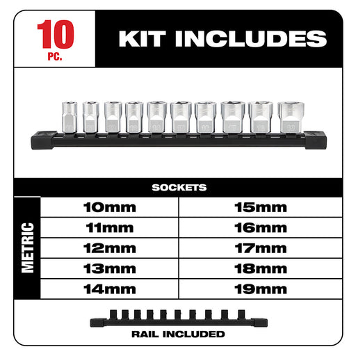 Milwaukee  48-22-9503 3/8" Drive 10pc Socket Set - Metric - 2