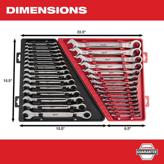 Milwaukee 48-22-9516 15 Piece Ratcheting Combination Wrench Set - Metric - 4