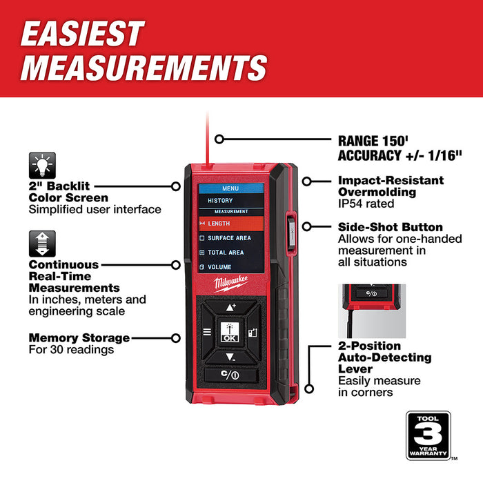 Milwaukee 48-22-9802 150' Laser Distance Meter - 2