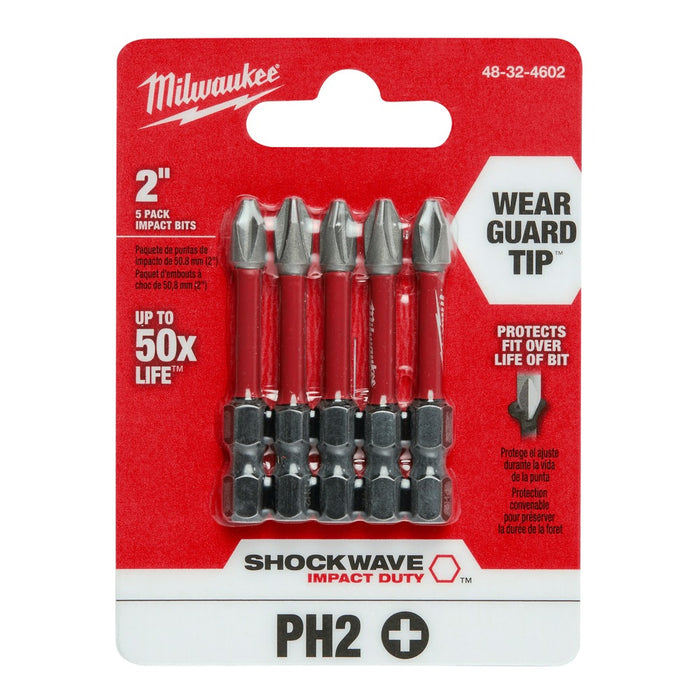 Milwaukee 48-32-4602 SHOCKWAVE 2" PH2 Impact Bit 5PK - 7