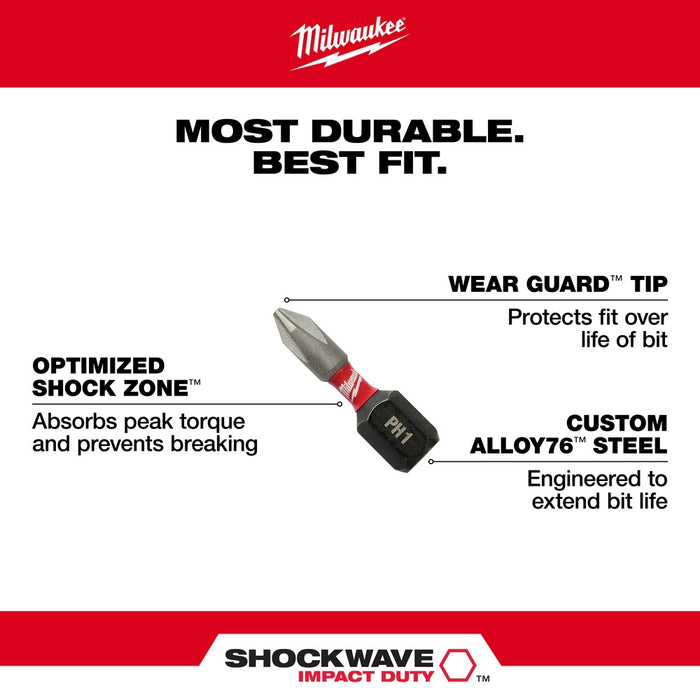 Milwaukee 48-32-4604 SHOCKWAVE 1" PH2 Impact Bit 25PK TIC TAC - 5