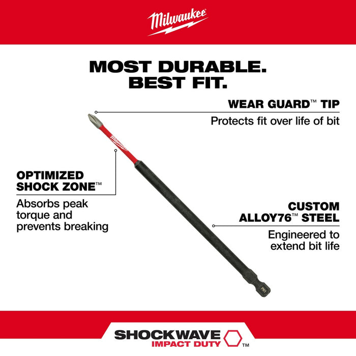 Milwaukee 48-32-4802 SHOCKWAVE 6" PH2 Impact Bit - 4