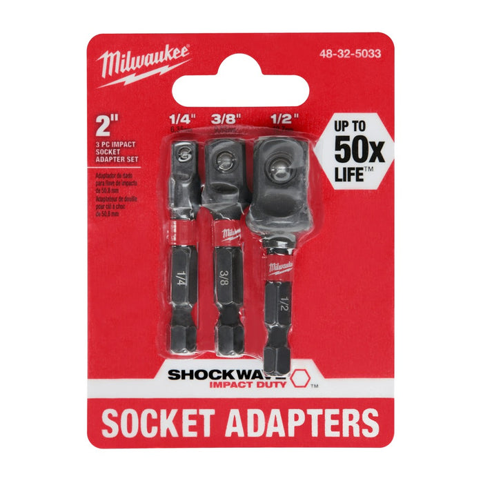 Milwaukee 48-32-5033 SHOCKWAVE 3PC Impact Socket Adapter Set - 5