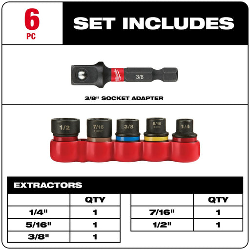 Milwaukee  48-32-8000 6 Piece Shockwave Impact Extractor Set - 2