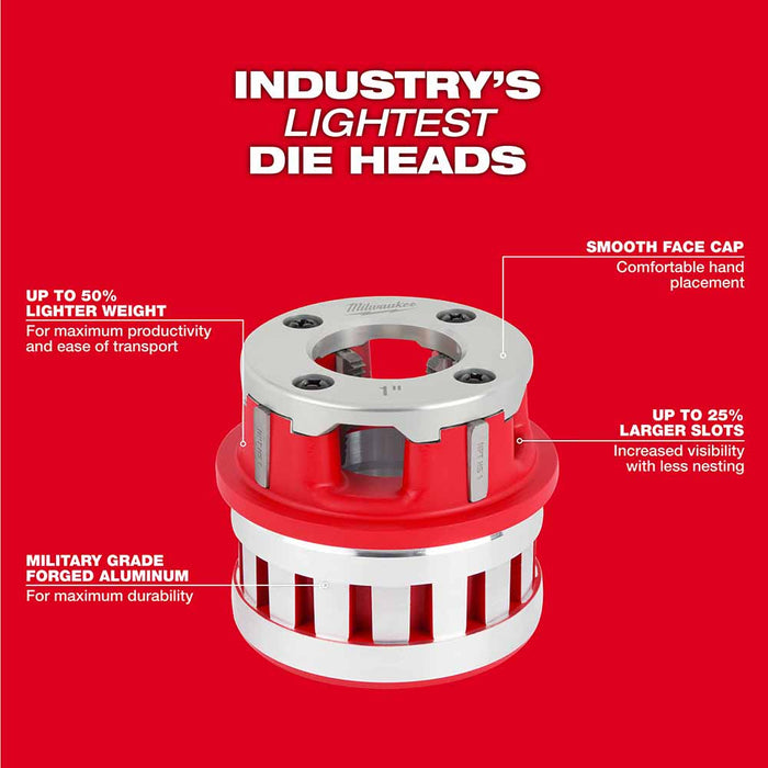 Milwaukee 48-36-1060 1/2" - 2" High Speed NPT Portable Pipe Threading Forged Aluminum Die Head Kit - 8