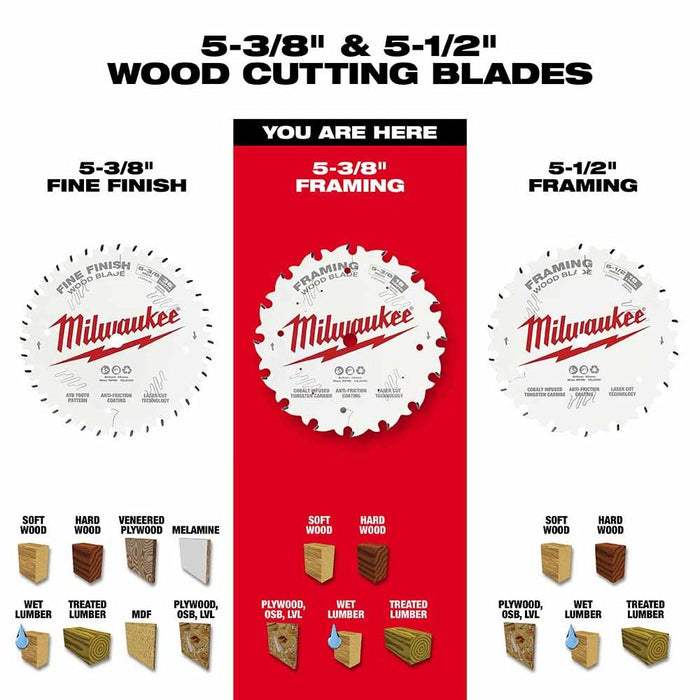 Milwaukee 48-40-0522 5-3/8" 16T Framing Circular Saw Blade - 5