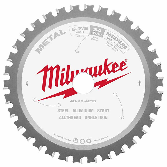 Milwaukee 48-40-4215 5-7/8" 34T Metal Circular Saw Blade 20MM