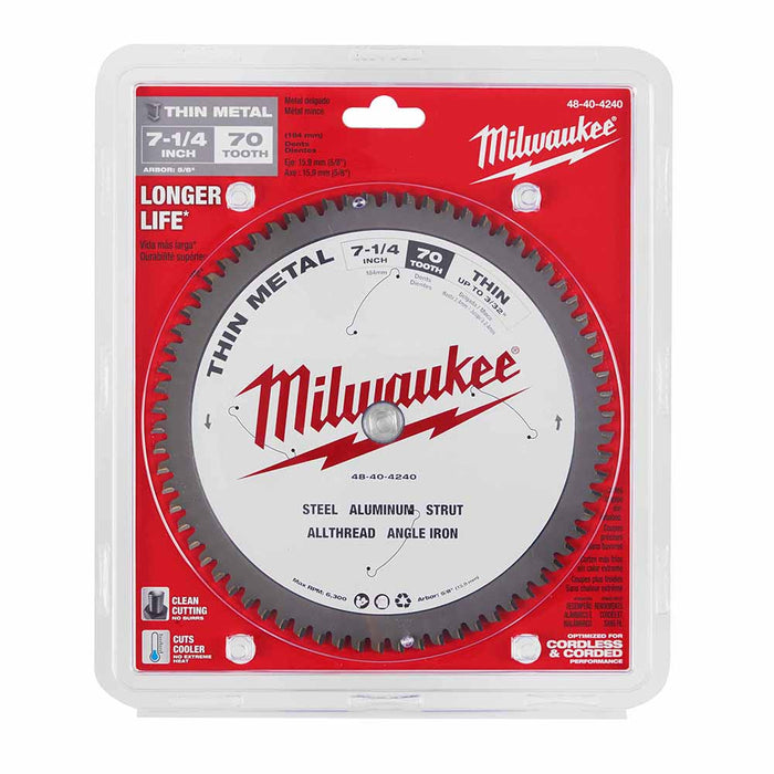 Milwaukee  48-40-4240 7-1/4" 70T METAL CSB, 5/8" - 6