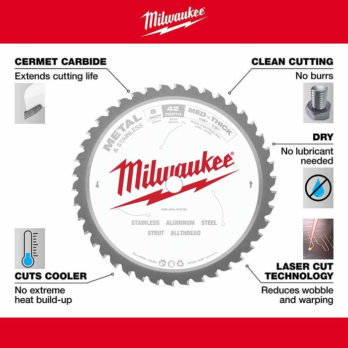 Milwaukee 48-40-4515 8" Metal Cutting Circular Saw Blade - 4