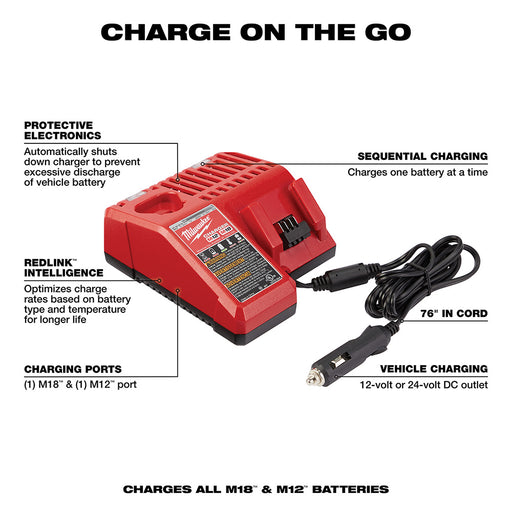 Milwaukee 48-59-1810 M18 & M12 Vehicle Charger - 2