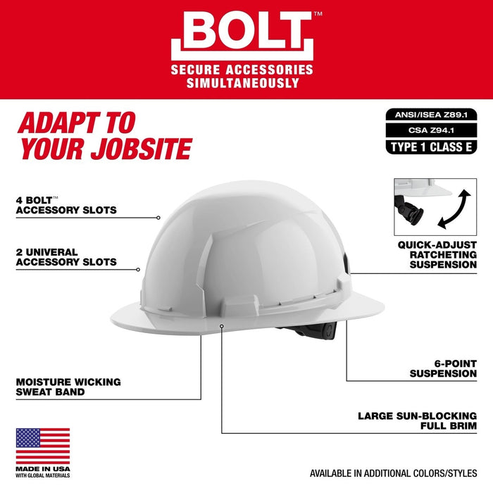 Milwaukee 48-73-1131 Black Full Brim Hard Hat with 6PT Ratcheting Suspension – Type 1 Class E - 2