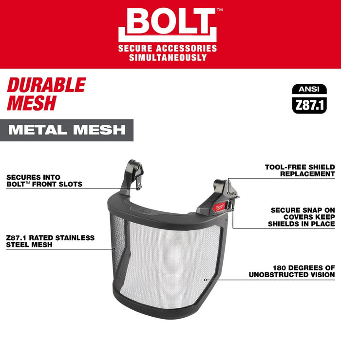 Milwaukee 48-73-1431 BOLT Full Face Shield - Metal Mesh (Compatible with Milwaukee Safety Helmet [No Brim]) - 5