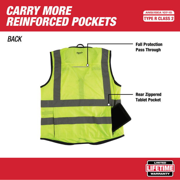 Milwaukee 48-73-5042 High Visibility Yellow Performance Safety Vest - L/XL - 15