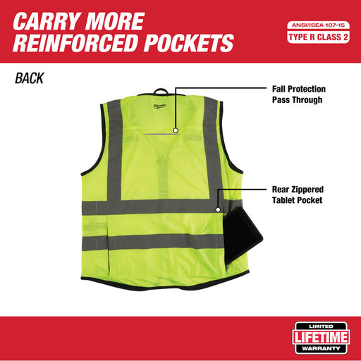 Milwaukee 48-73-5043 High Visibility Yellow Performance Safety Vest - XXL/XXXL - 2