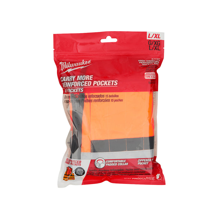 Milwaukee 48-73-5052 High Visibility Orange Performance Safety Vest - L/XL - 5