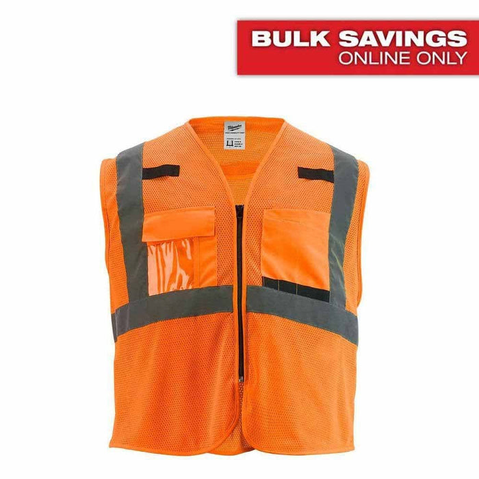Milwaukee 48-73-5115 Class 2 High Visibility Orange Mesh Safety Vest S/M with Moisture-Wicking, Anti-Microbial Fabric (1 Each) - 2