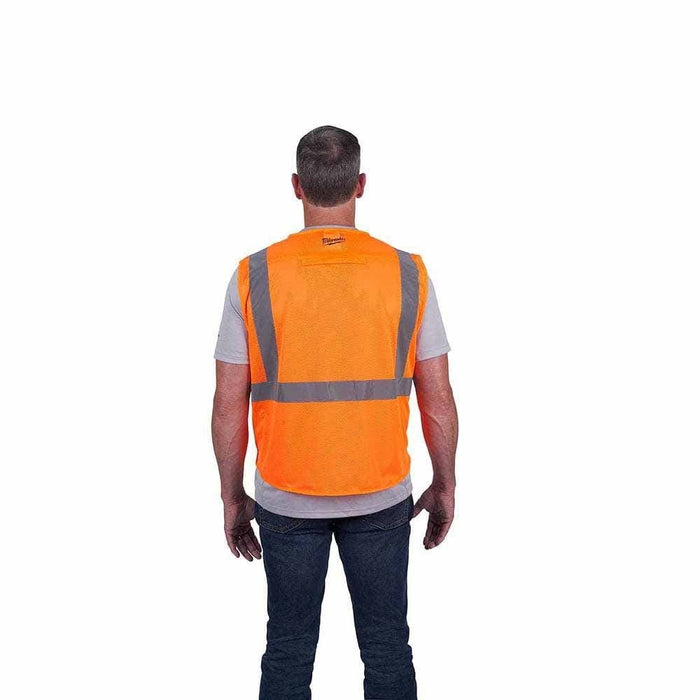 Milwaukee 48-73-5115 Class 2 High Visibility Orange Mesh Safety Vest S/M with Moisture-Wicking, Anti-Microbial Fabric (1 Each) - 6