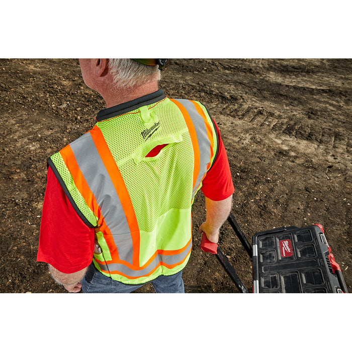 Milwaukee 48-73-5162 Class 2 Surveyor's High Visibility Yellow Safety Vest - L/XL - 10