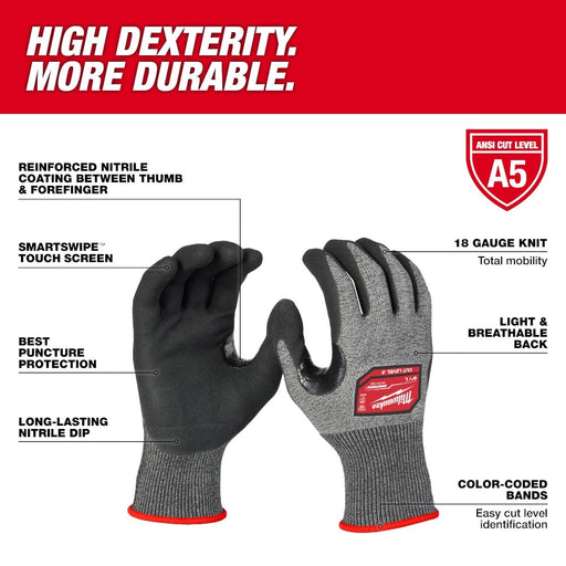 Milwaukee 48-73-7152E Cut Level 5 High-Dexterity Nitrile Dipped Gloves - L (12 Pack) - 2