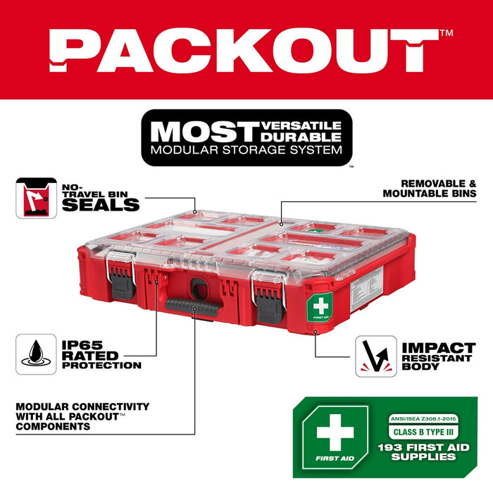 Milwaukee 48-73-8430C 193PC Class B Type III PACKOUT First Aid Kit - 2