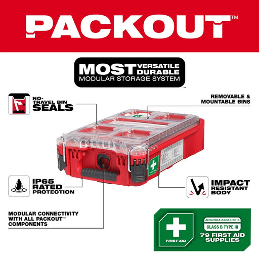 Milwaukee 48-73-8435C 79PC Class A Type III PACKOUT First Aid Kit - 2