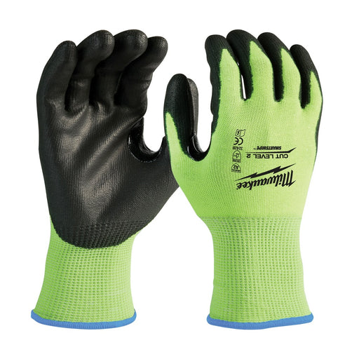 Milwaukee 48-73-8921 High Visibility Cut Level 2 Polyurethane Dipped Safety Gloves - Medium