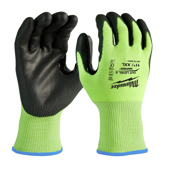 Milwaukee 48-73-8924 High Visibility Cut Level 2 Polyurethane Dipped Safety Gloves - 2X-Large