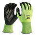 Milwaukee 48-73-8941 High Visibility Cut Level 4 Polyurethane Dipped Safety Gloves - Medium