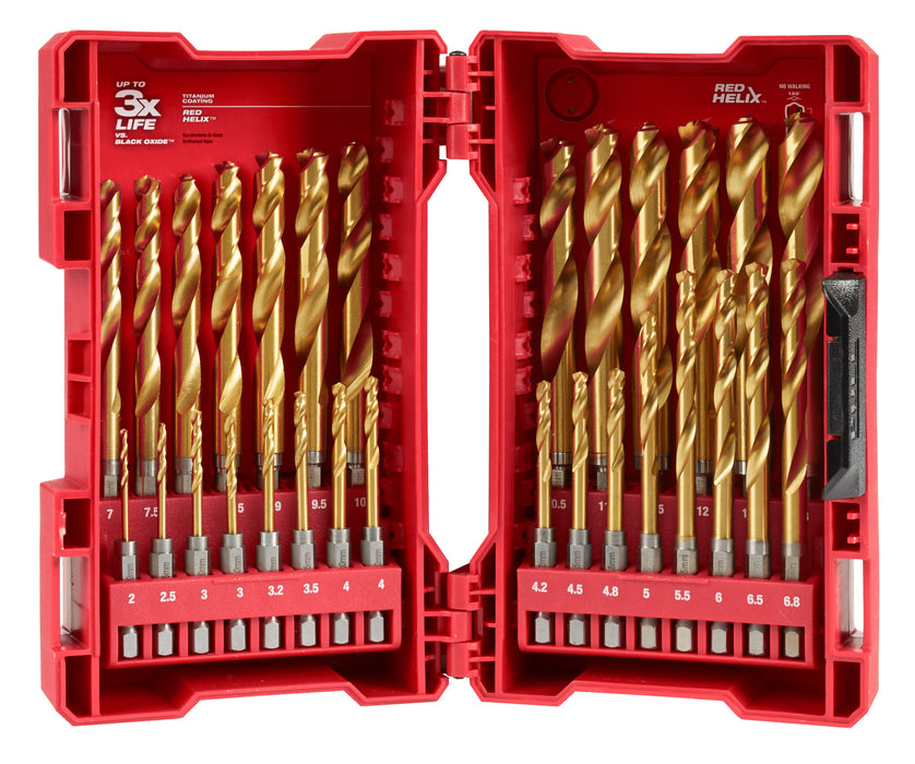 Milwaukee 48-89-4862 29-Piece Metric Titanium SHOCKWAVE™ Red Helix Drill Bit Kit