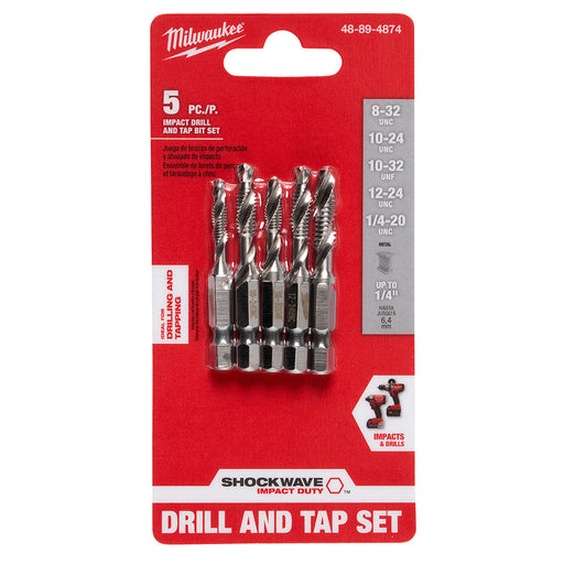 Milwaukee 48-89-4874 Shockwave 5-Piece SAE Impact Drill Tap Set - 2