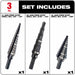 Milwaukee 48-89-9221 Dual-Flute 3pc Step Bit Set (#1, #2, #4) - 7