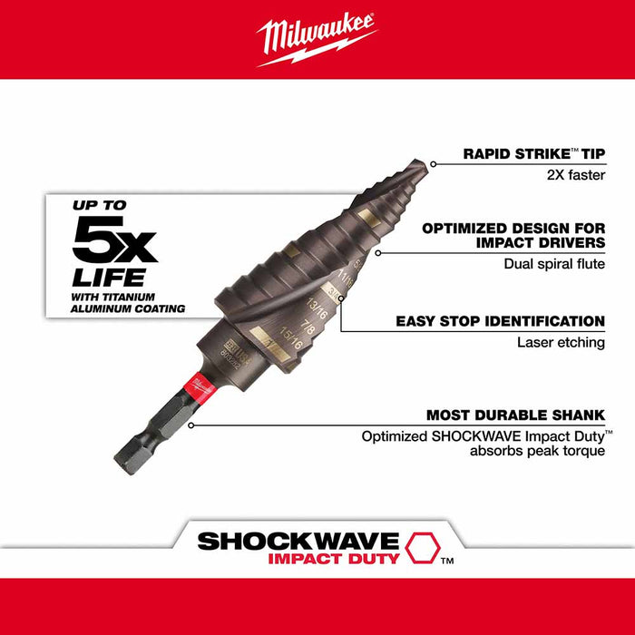 Milwaukee 48-89-9248 SHOCKWAVE Impact Duty Step Bit #8 1/8 - 1" - 7