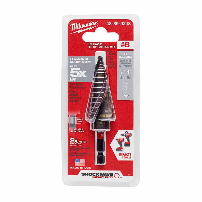 Milwaukee 48-89-9248 SHOCKWAVE Impact Duty Step Bit #8 1/8 - 1" - 14